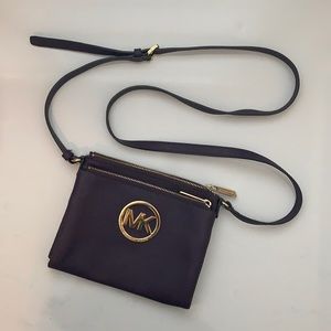Michael Kors purple / gold crossbody bag